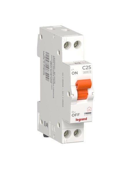 Interruttore magnetotermico 1P+N 25A curva C 230V 1 modulo