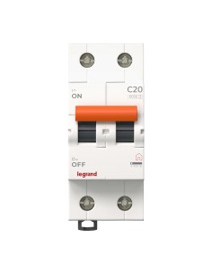 2P 20A C-curve 230V 2-module MCB