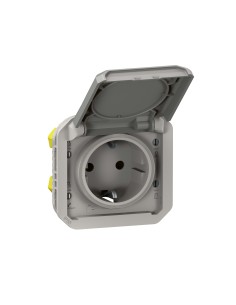 Base de corrente modular Plexo IP55 2P+T 16A cinza con protección infantil