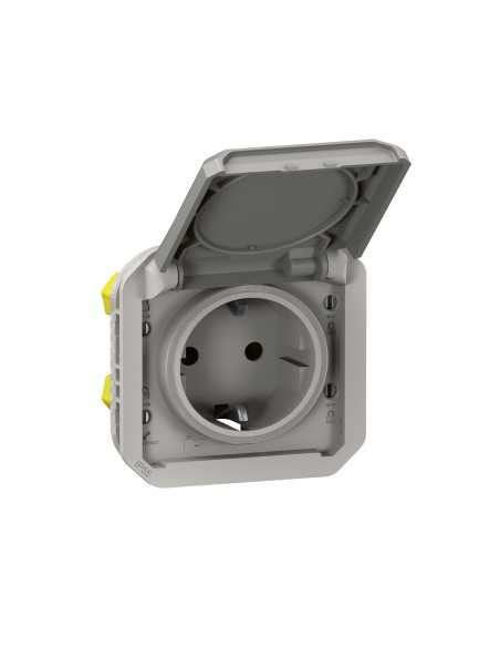 Base de corrente modular Plexo IP55 2P+T 16A cinza con protección infantil