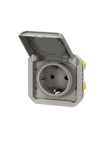 Base de corrente modular Plexo IP55 2P+T 16A cinza con protección infantil