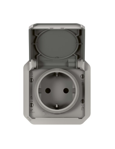 Base de corrente modular Plexo IP55 2P+T 16A cinza con protección infantil