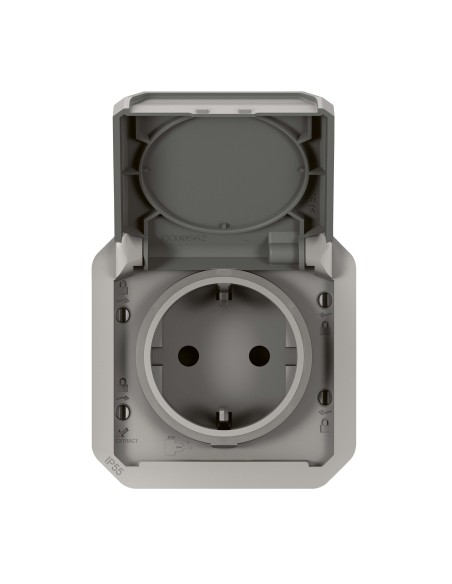 Base de corrente modular Plexo IP55 2P+T 16A cinza con protección infantil