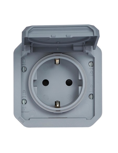 Base de tomada modular Plexo IP55 2P+T 16A cinza conexión por tornillos