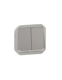 Plexo modular grey 10AX double illuminated switch