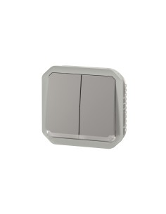 Plexo modular grey 10AX double illuminated switch 2