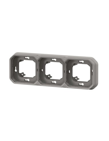 Cadre encastrable Plexo modulaire gris 3 modules horizontal ou vertical