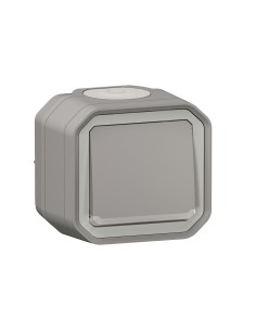 Plexo monobloc surface-mounted illuminated switch, grey, 10AX
