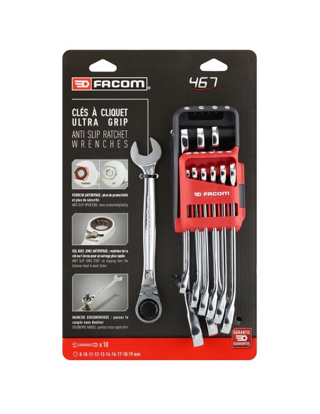 72-tooth ratcheting combination wrenches, 10-piece set