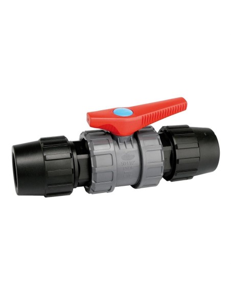 Disassemblable PVC ball valve 32 mm with polyester tube link