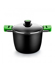 Three-layer non-stick cast aluminum pot 24 cm with glass lid