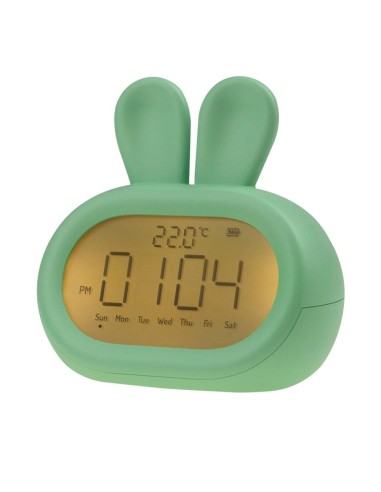 Réveil rechargeable lapin vert en ABS