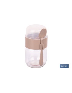 Recipiente de vidrio beige 2 compartimentos 425 + 200 ml