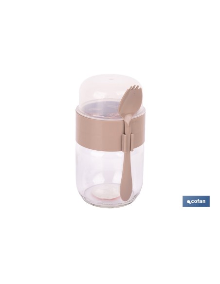 Recipiente de vidro bege com 2 compartimentos de 425 + 200 ml
