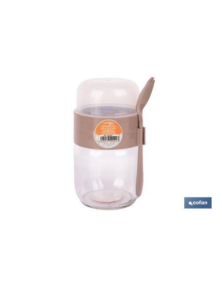 Recipiente de vidro bege com 2 compartimentos de 425 + 200 ml