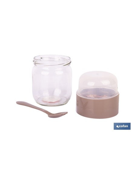Recipiente de vidro bege com 2 compartimentos de 425 + 200 ml