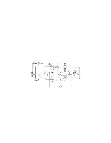 High-security anti-bumping gold latch 90 mm 1PLUS