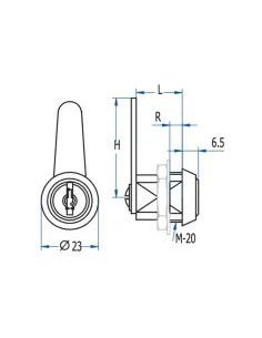 Straight tongue mailbox lock M20 32 mm 2