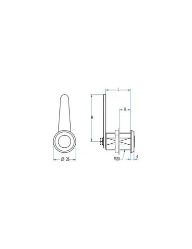 Quarter-turn triangular lock 8 mm M20 193 C50