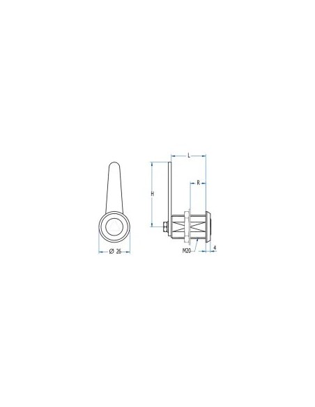 Quarter-turn triangular lock 8 mm M20 193 C50