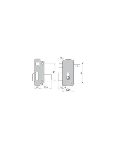 Surface-mounted lock MCM 2556AP-70-I with double cylinder