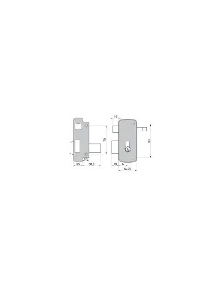 Surface-mounted lock MCM 2556AP-70-I with double cylinder