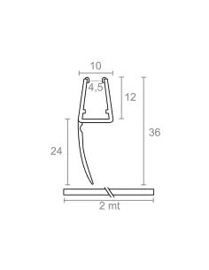 Shower screen crossover leaf profile 2 m 6-8 mm 23 mm 2