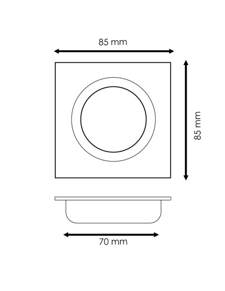Square swivel bracket nickel 85 mm M LEDME