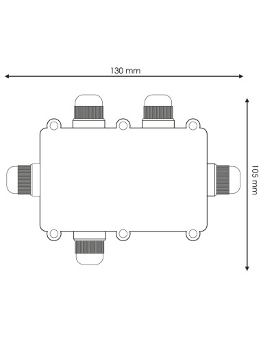 Caja con cinco conectores IP68 de policarbonato