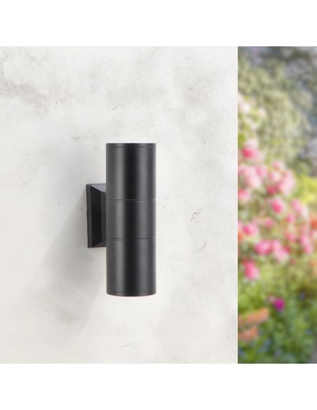 Wall Light Black Tube IP54 2XGU10