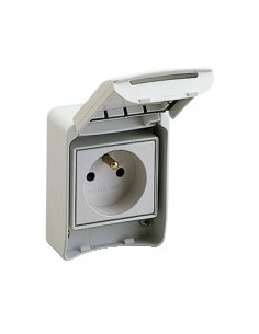 Prise PratiKa 2P+E 16 A IP65 grise