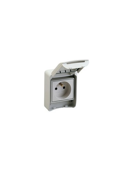 Steckdose PratiKa 2P+E 16 A IP65 grau