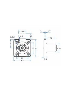 Drawer surface mount lock 25mm mod. 361 AGA 2