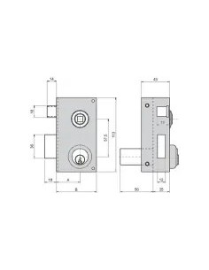 56B 70 mm Left-Hand Lock with Round Button Ilargi 2