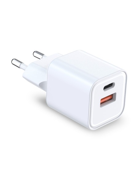 Caricatore mini Onlex ricarica rapida 20W Tipo-C e USB bianco