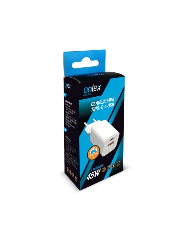 Caricatore rapido Onlex 45W Tipo-C e USB bianco