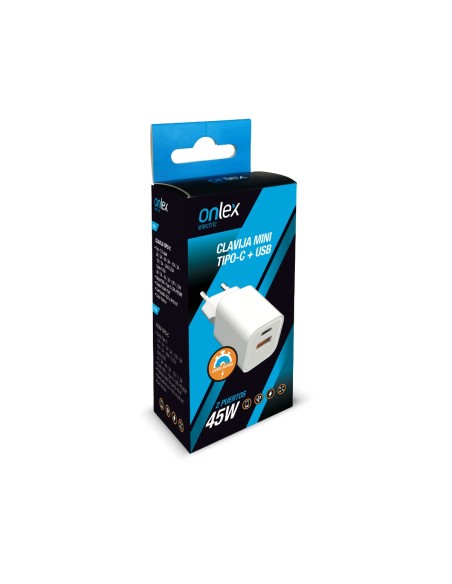 Caricatore rapido Onlex 45W Tipo-C e USB bianco