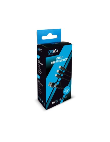 Cabo carregador Onlex USB-C, Lightning e Micro 3A 1 m