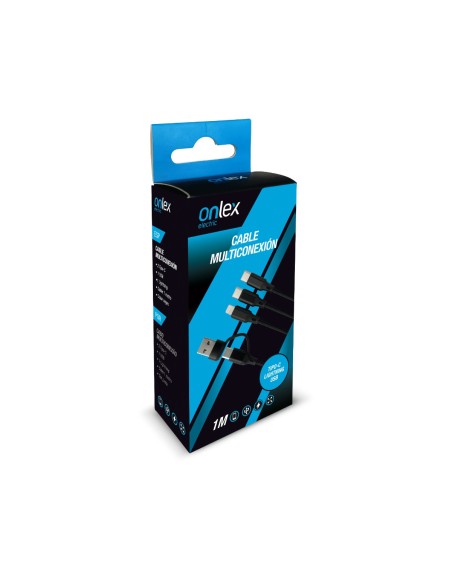 Câble de charge Onlex USB-C, Lightning et Micro 3A 1 m