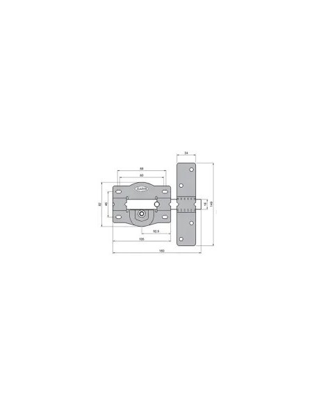 Security deadbolt with key and button 105mm model 1202S