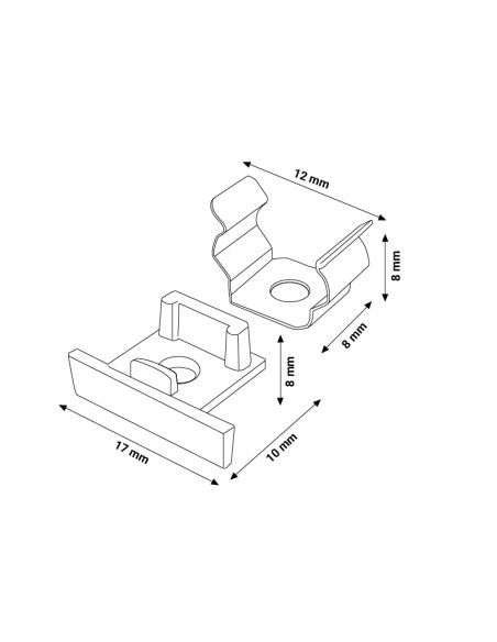 Pack 20 tampões e 2 grampos para perfil LEDME