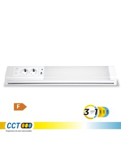 Regleta LED 10W 3CCT con enchufes Schuko y USB-C