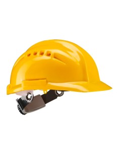 Casco de seguridad ventilado con ruleta amarillo