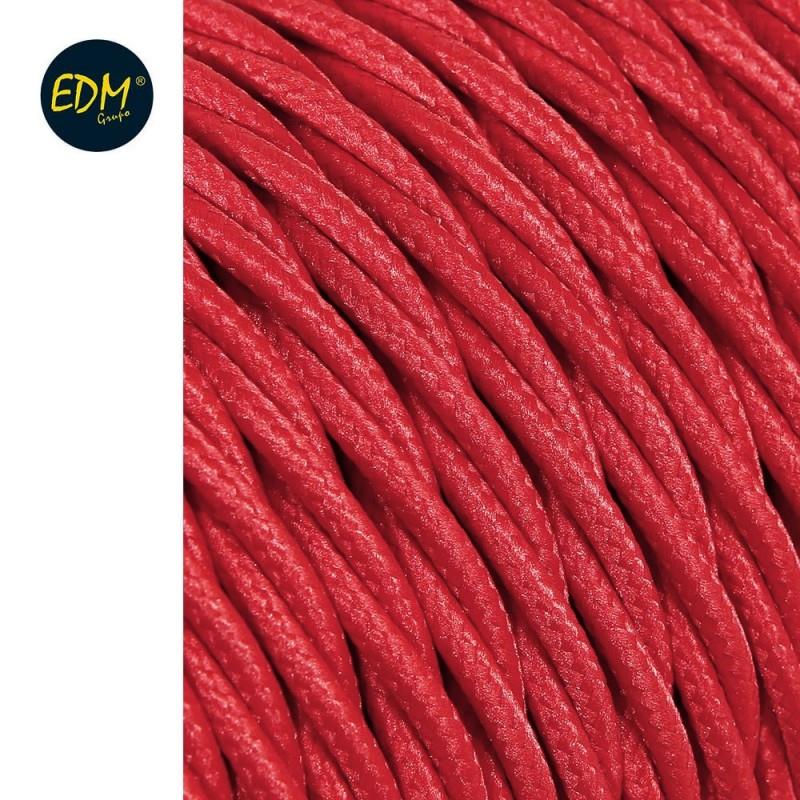 Cabo Têxtil Trançado 2x0,75mm C-62 Vermelho 5m
