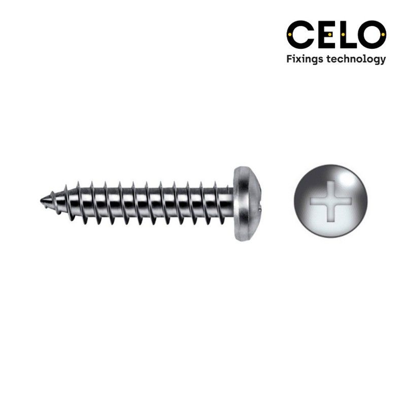 Caixa com 100 Parafusos PHILIPS Pan Pan para Chapa Din/Ref 7981 4,8x50mm Zincado - Celo