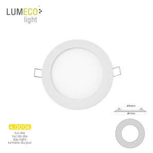 Mini downlight led lumeco 6w 320 lumen redondo 12cm 4.000k marco blanco