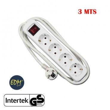 Base multiple 4 tomas t/tl con interruptor 3m 3x1,5mm