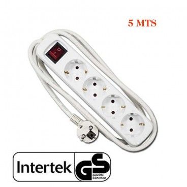 Base multiple 4 tomas schuko con interruptor 5m 3x1,5mm