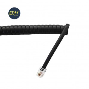 Extensão telefônica 4,5m 4 vias macho-macho mini Preto cacheado