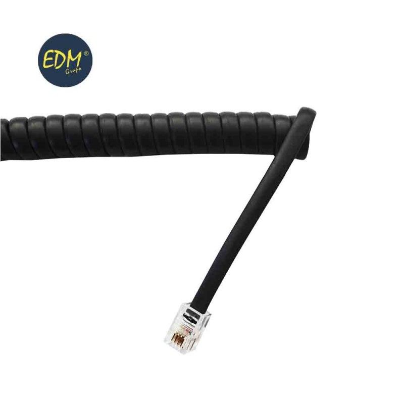 Extensão telefônica 4,5m 4 vias macho-macho mini Preto cacheado